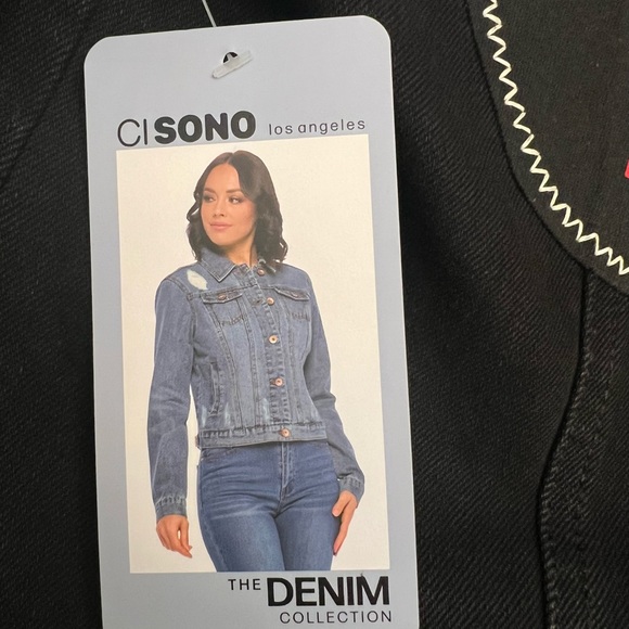 San Francisco 49ers One-of-a-Kind NWT Ci Sono Distressed Black Denim Jacket - M - Picture 3 of 5